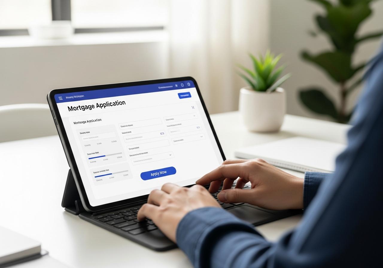 Homebuyer completing an online mortgage application in California